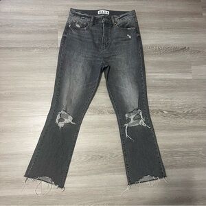 DAZE Denim On The Rocks Shy Girl High Rise Cropped Distressed Black Jeans Sz 27